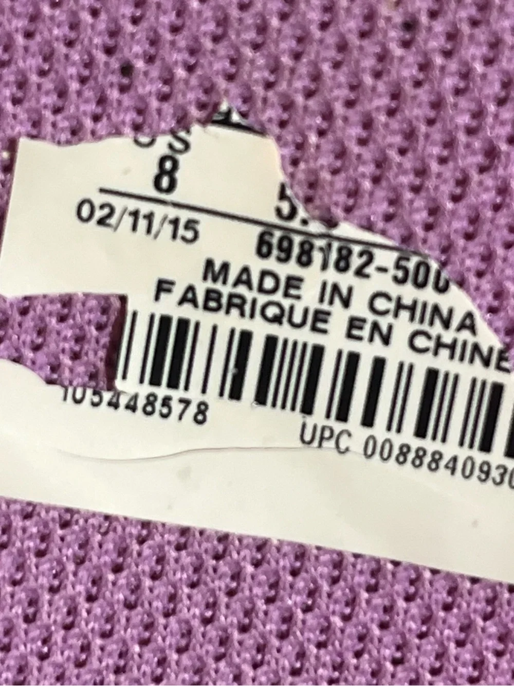 Nike size color